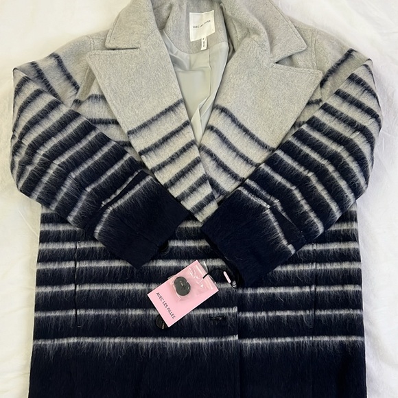 AVEC LES FILLES Oversized Wool Blend Coat S-M Gray Blue - Picture 3 of 7
